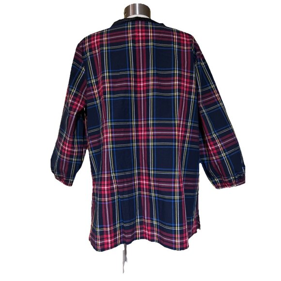 Talbots Split Neck Tunic Holiday Velvet Trim in Cabin Plaid Shirt - Women's 1X - Picture 9 of 11